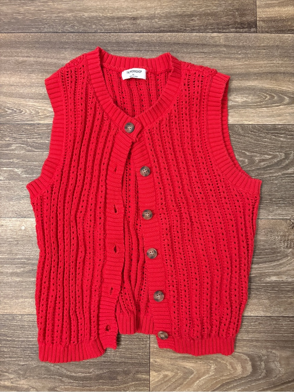 Workshop Republic Clothing Red Knit Button-Front Cardigan Vest
